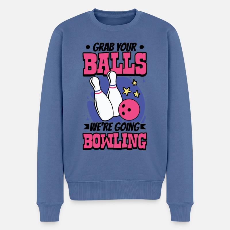 Bowling - Grab your balls we're going bowling - Männer Premium Bio Pullover - Taubenblau