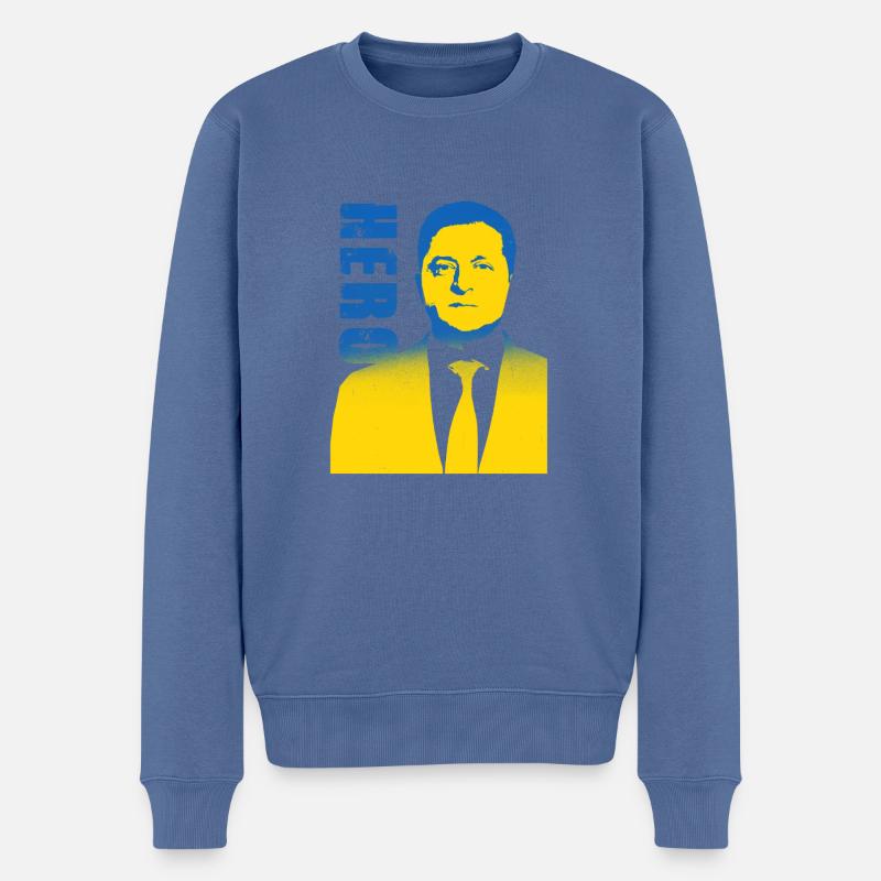 hero.Ukraine, Selenski, Zelinsky, Selenskyi, - Männer Premium Bio Pullover - Taubenblau