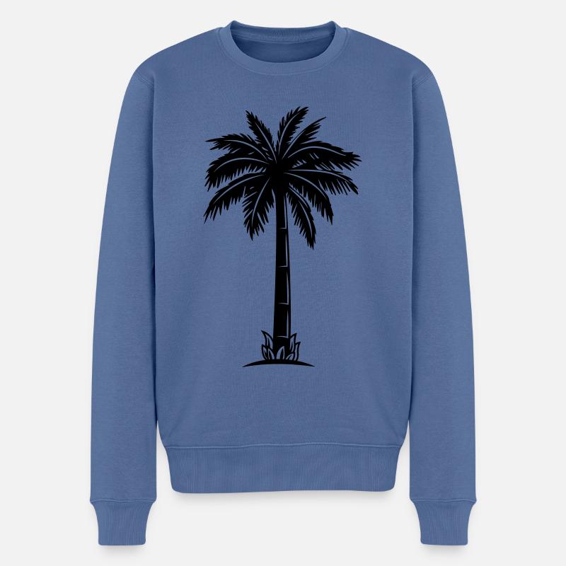 palme silhouette - Pull Premium bio Homme - bleu pigeon