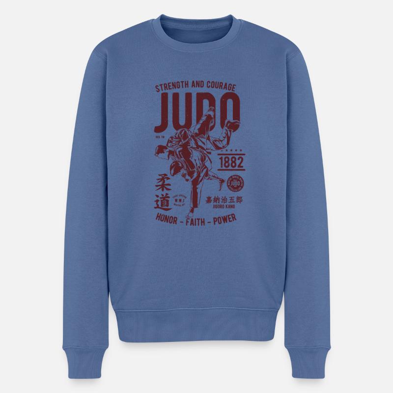 Judo - Männer Premium Bio Pullover - Taubenblau