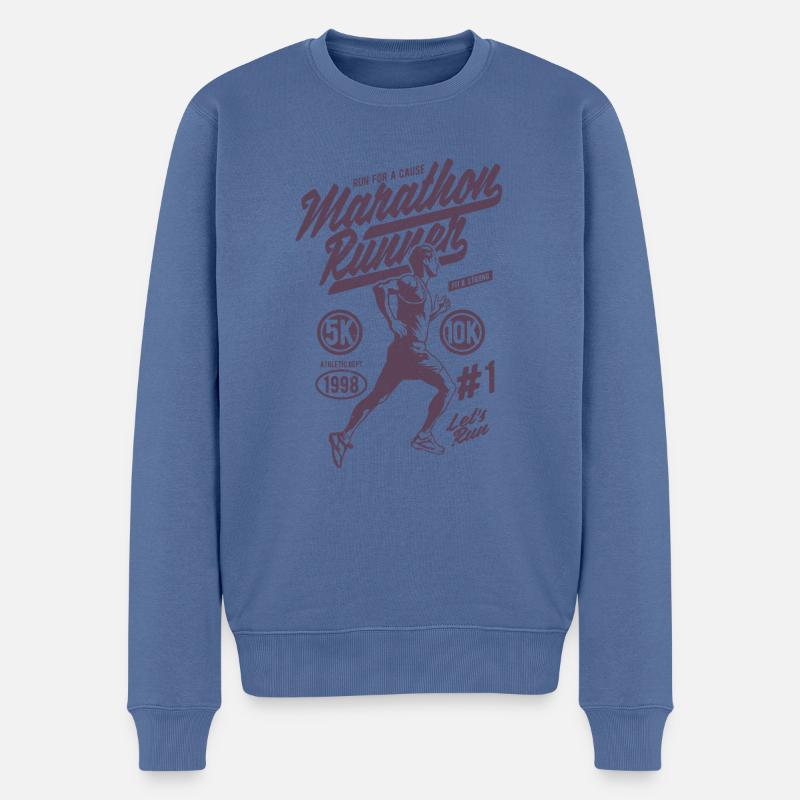 Marathon Lauf Marathonläufer - Männer Premium Bio Pullover - Taubenblau