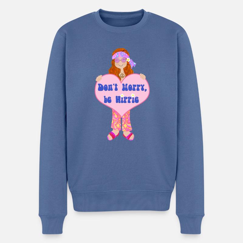 FILLE HIPPIE Din A1 - Pull Premium bio Homme - bleu pigeon