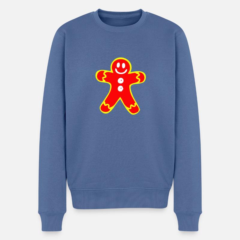 Lebkuchen Mann Figur zu Weihnachten - Männer Premium Bio Pullover - Taubenblau