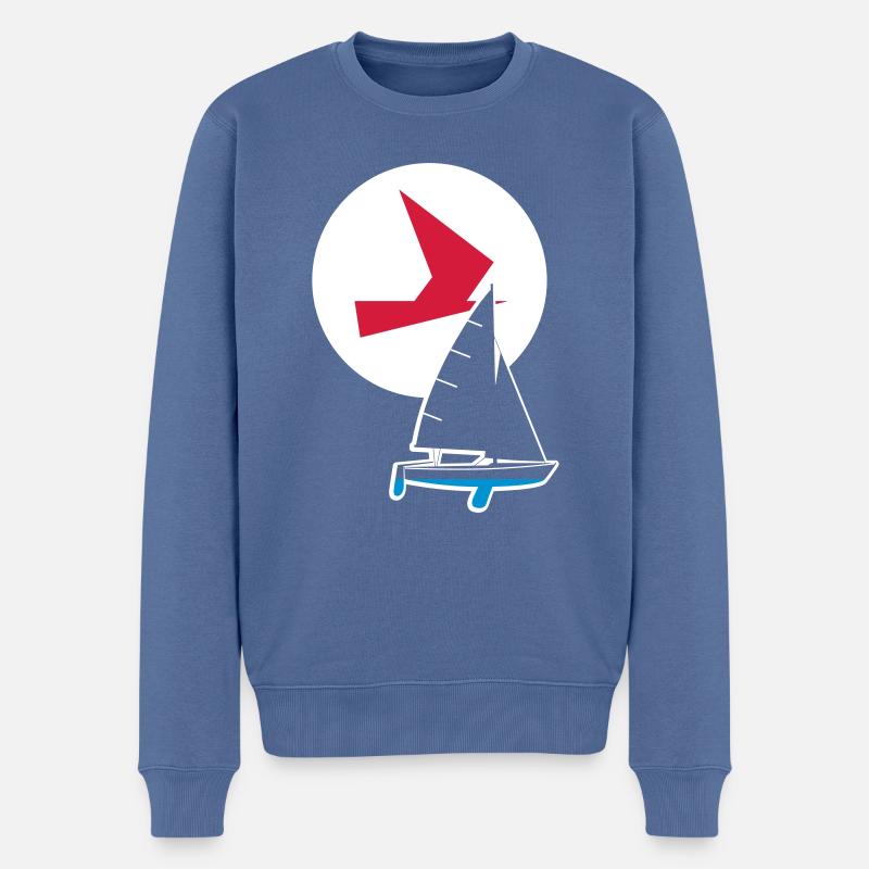 Segelboot Zugvogel - Männer Premium Bio Pullover - Taubenblau