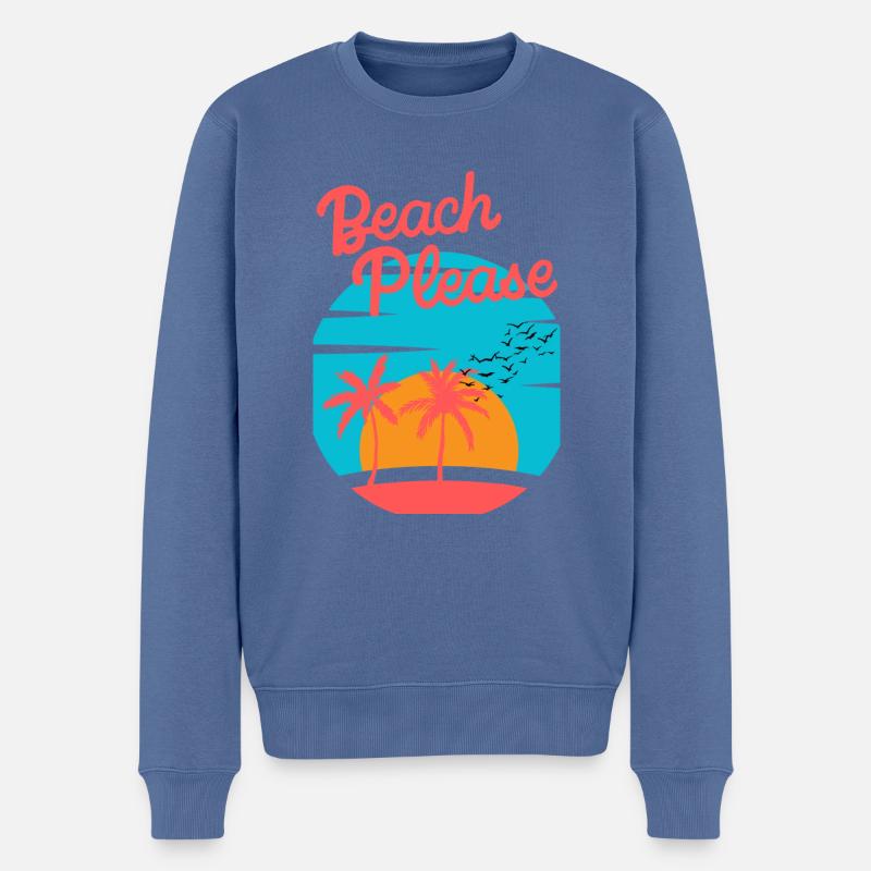 Beach Please - Chemise Palm Sunset - Pull Premium bio Homme - bleu pigeon