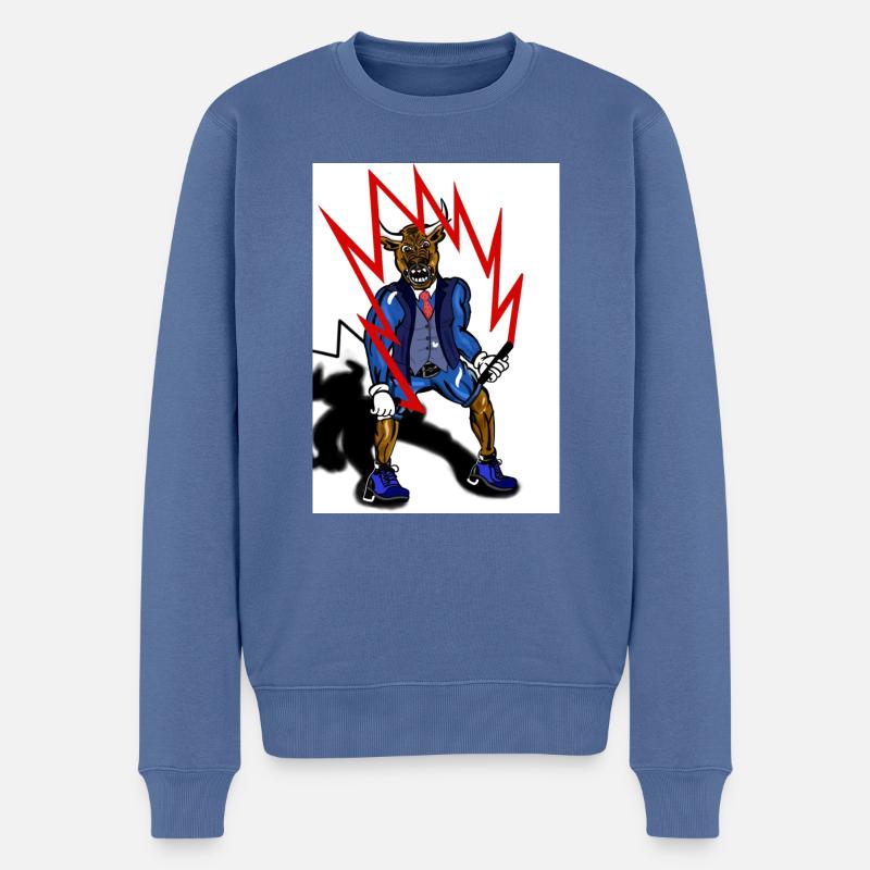 jumping bull - Männer Premium Bio Pullover - Taubenblau