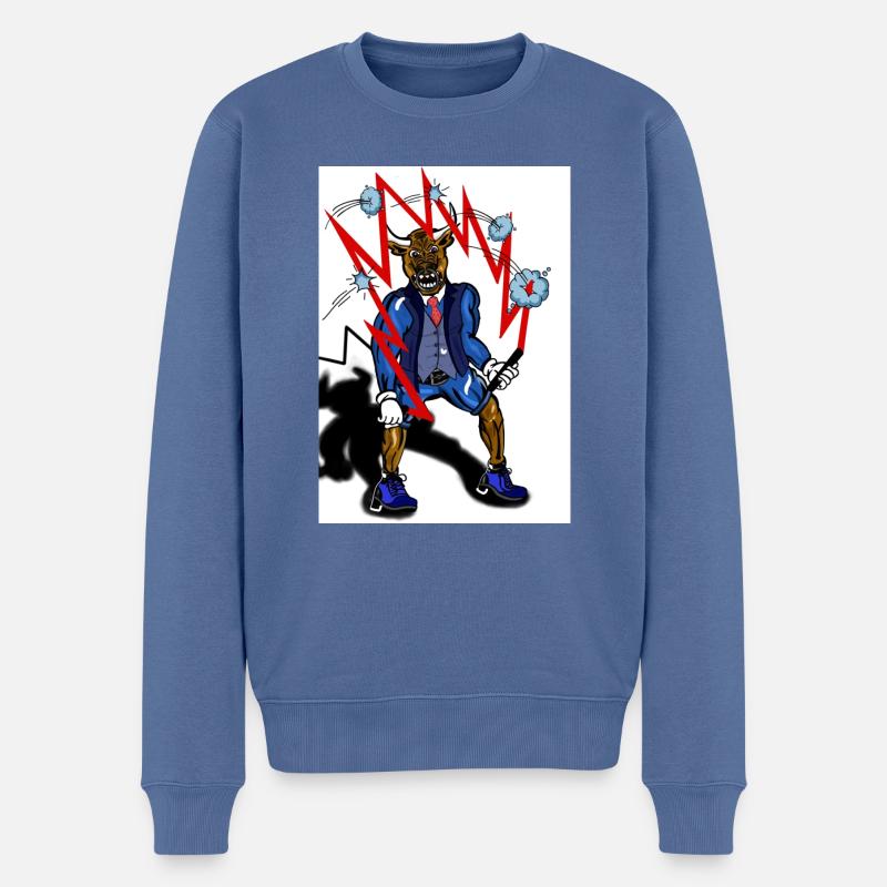 skipping bull - Männer Premium Bio Pullover - Taubenblau