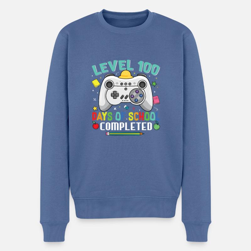 Level 100 Schultage abgeschlossen - Männer Premium Bio Pullover - Taubenblau