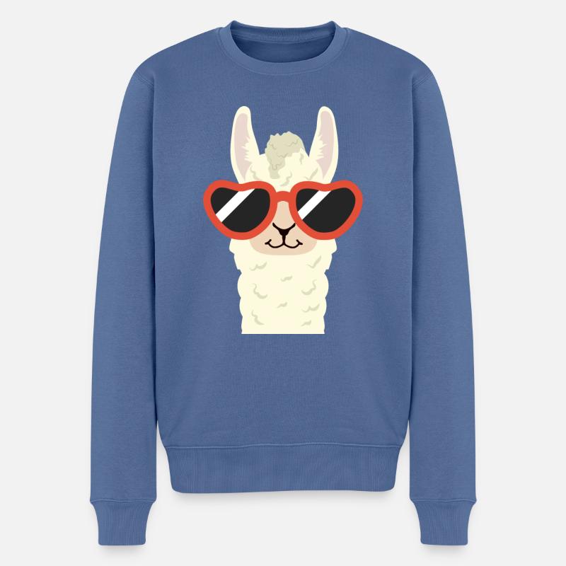 Coole Lama - Männer Premium Bio Pullover - Taubenblau