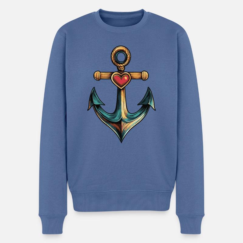 Cœur d’ancre - Pull Premium bio Homme - bleu pigeon