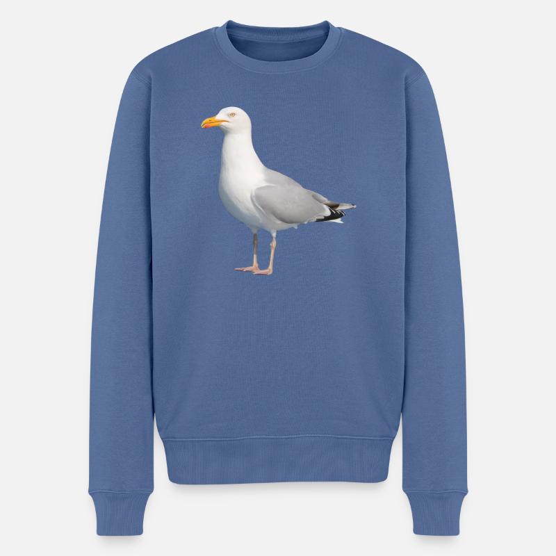 Möwe__Nordisch - Männer Premium Bio Pullover - Taubenblau