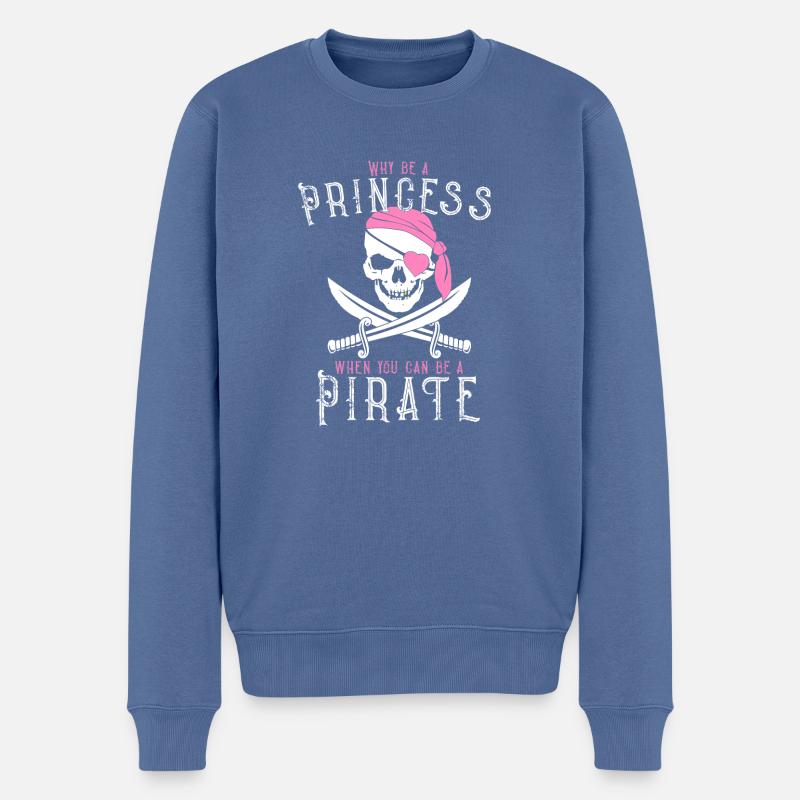 Warum eine Prinzessin sein, wenn man ein Pirat sein kann! Ahoi - Männer Premium Bio Pullover - Taubenblau