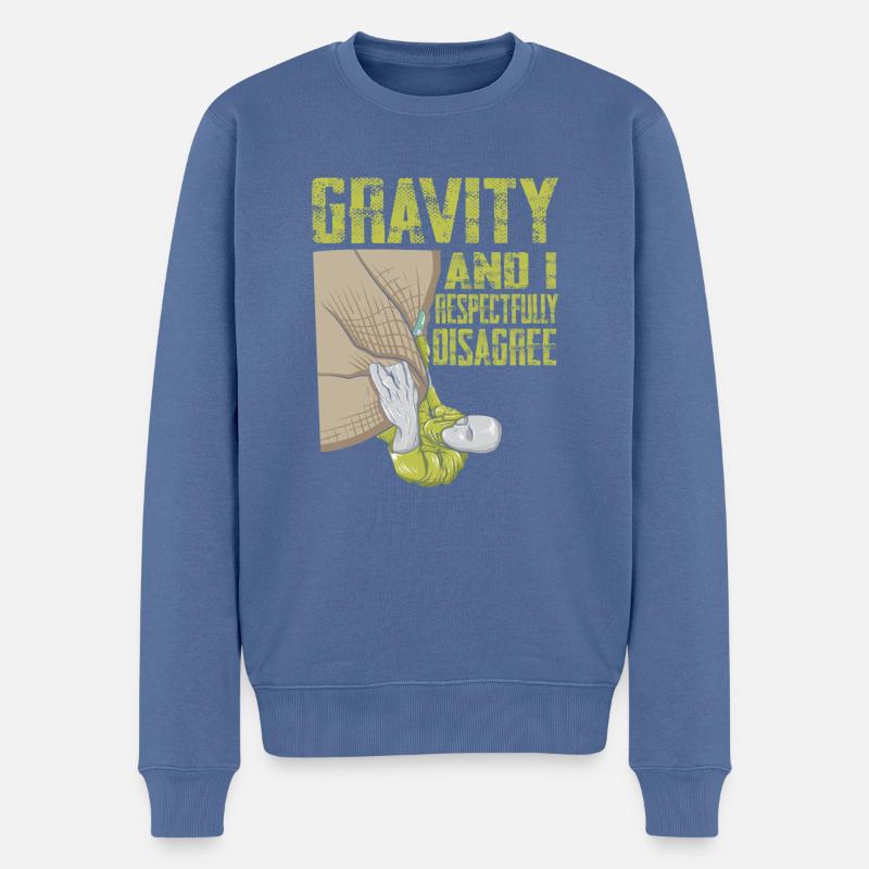 Funny Climber Rock Climbing Gravity - Männer Premium Bio Pullover - Taubenblau