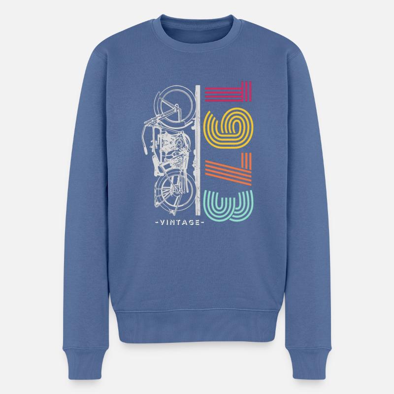 Oldtimer-Motorrad - Männer Premium Bio Pullover - Taubenblau