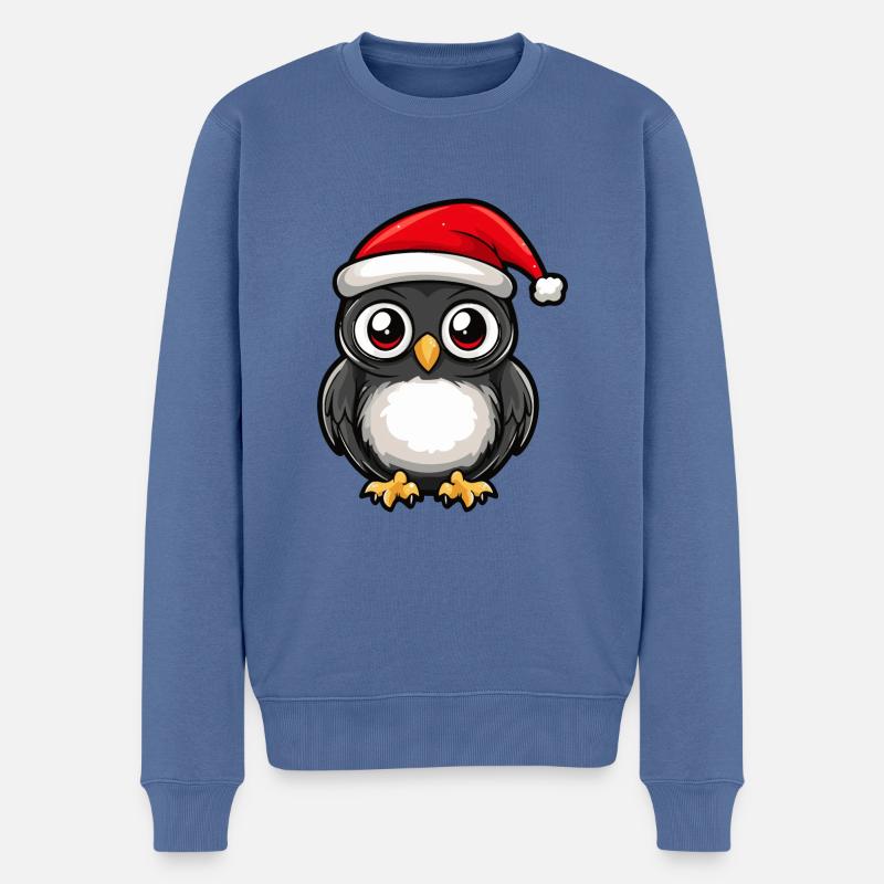 Eule Weihnachten Niedlich - Männer Premium Bio Pullover - Taubenblau