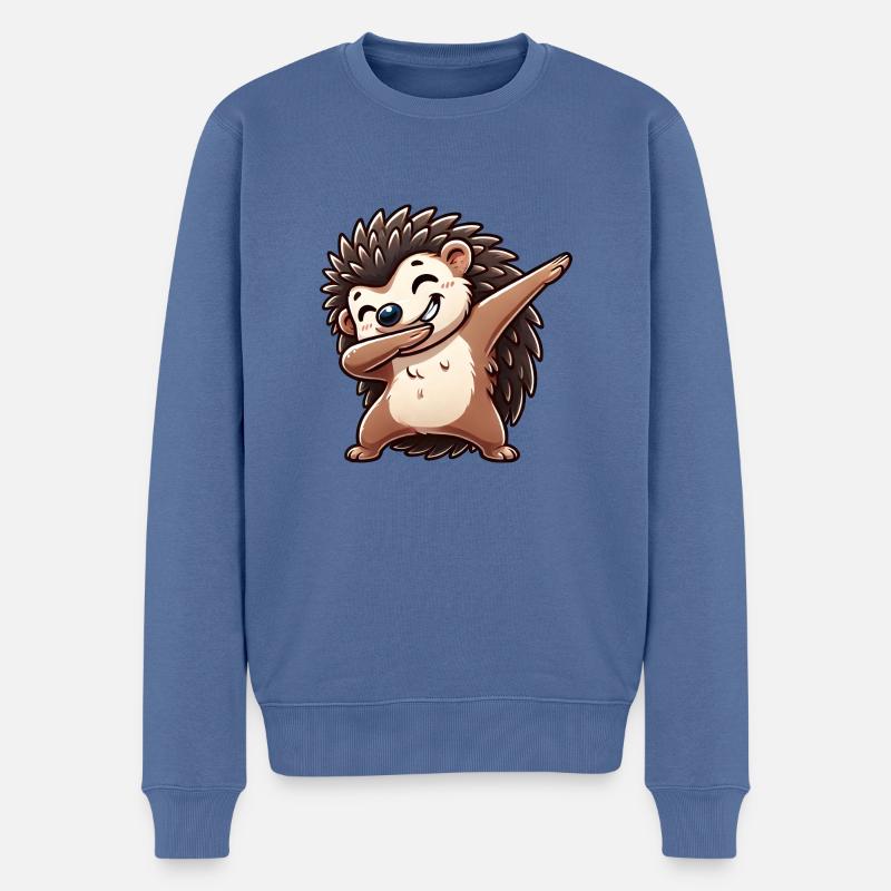 Cooler Igel Cartoon Dab Dabbing Tanz - Männer Premium Bio Pullover - Taubenblau