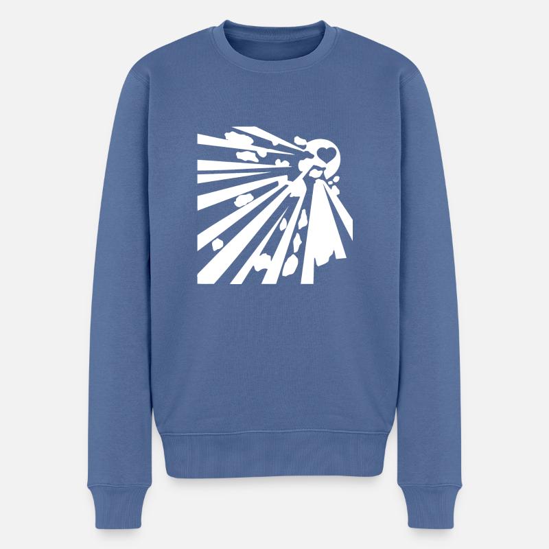 explosive wite - Männer Premium Bio Pullover - Taubenblau