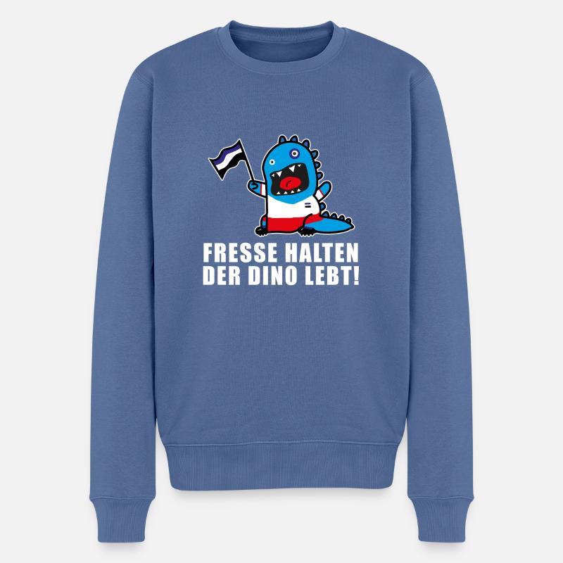 Dino - Männer Premium Bio Pullover - Taubenblau