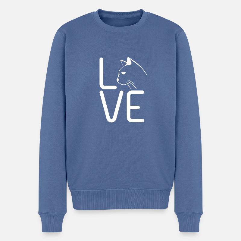 AMOUR CAT - Pull Premium bio Homme - bleu pigeon