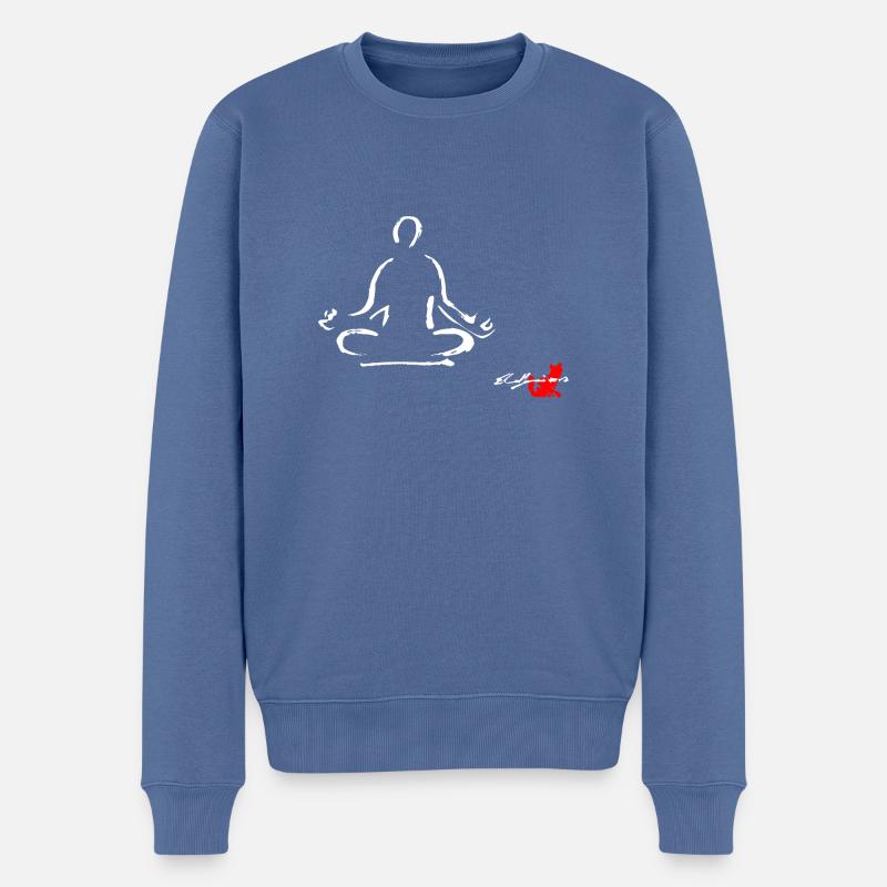 YOGA - Männer Premium Bio Pullover - Taubenblau