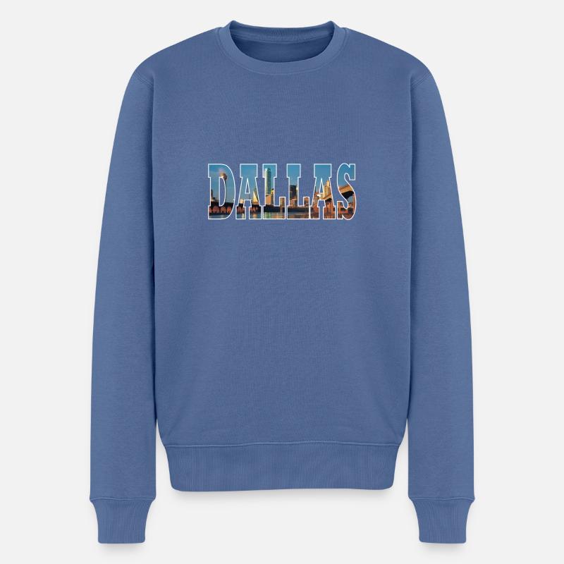 DALLAS USA - Pull Premium bio Homme - bleu pigeon