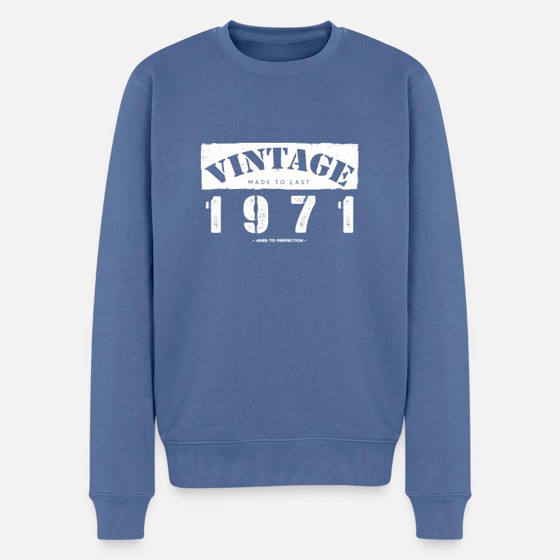 52 Jahre alt: Vintage Classic 1971 52. Geburtstag - Männer Premium Bio Pullover - Taubenblau