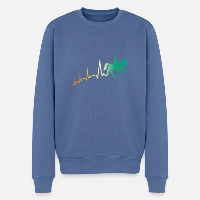 Monter à cheval Heartbeat - Pull Premium bio Homme - bleu pigeon