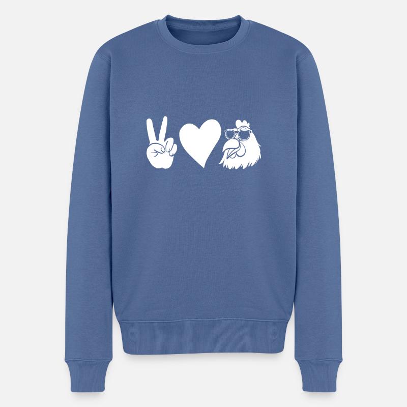 Hühner Henne - Männer Premium Bio Pullover - Taubenblau