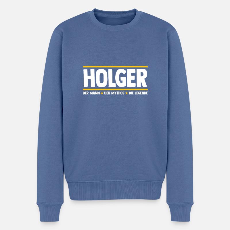 Holger - Pull Premium bio Homme - bleu pigeon