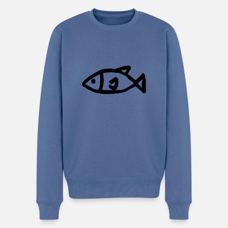 Dessin d’esquisse de poisson - Pull Premium bio Homme - bleu pigeon