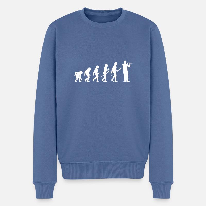 Flötist Evolution Querflöte - Männer Premium Bio Pullover - Taubenblau
