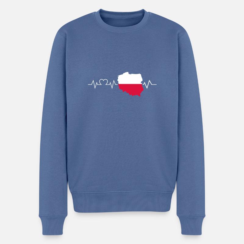 Pole Herzschlag Polen - Männer Premium Bio Pullover - Taubenblau
