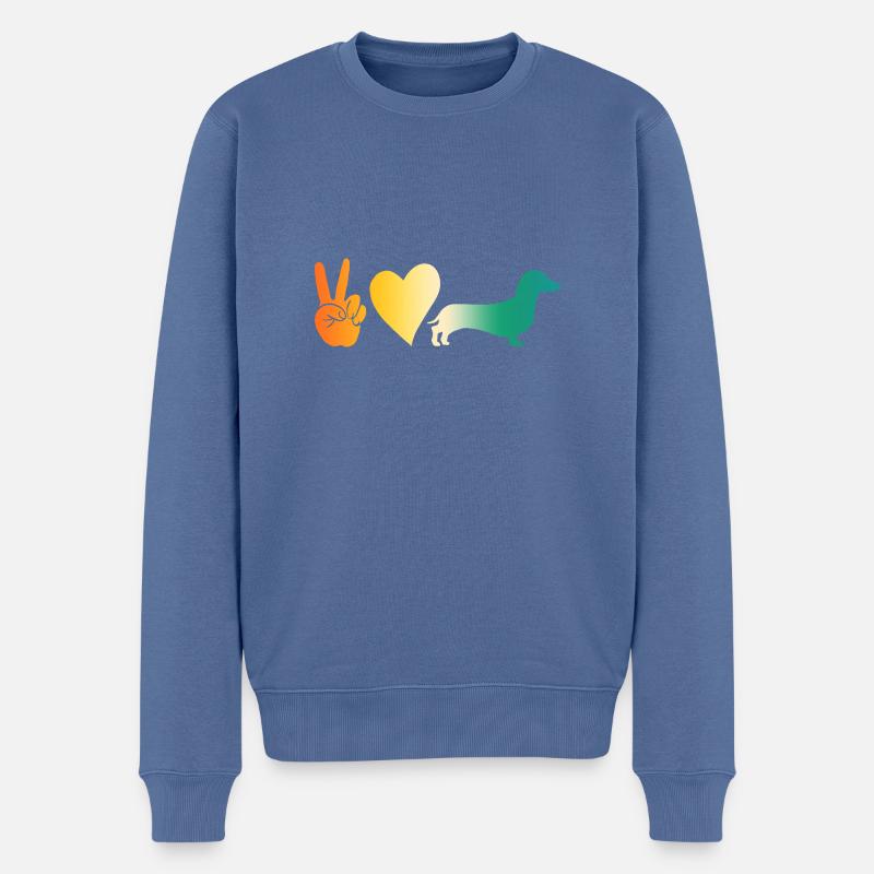 Hund Dackel - Männer Premium Bio Pullover - Taubenblau