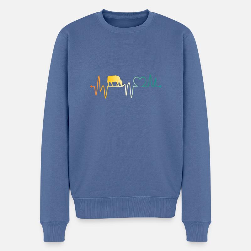 Vache Highland Bovins Vaches - Pull Premium bio Homme - bleu pigeon