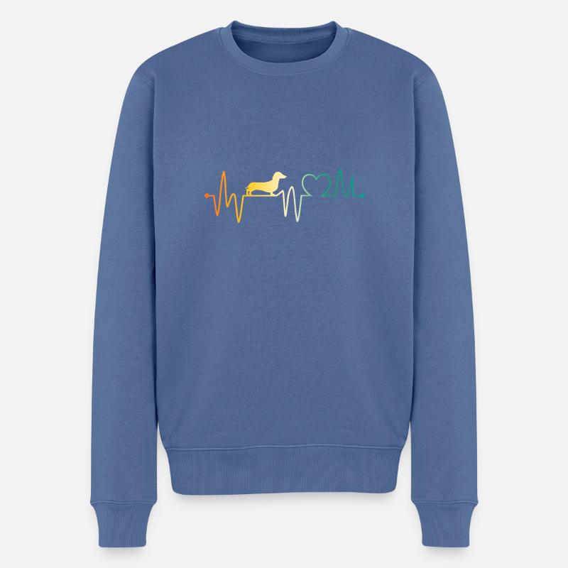 Herzschlag Hund Dackel - Männer Premium Bio Pullover - Taubenblau