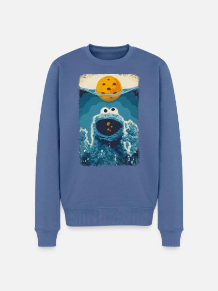 Sesame Street Cookie Monster Shark - Premium luomulaatuinen miesten collegepusero - kyyhkynsininen