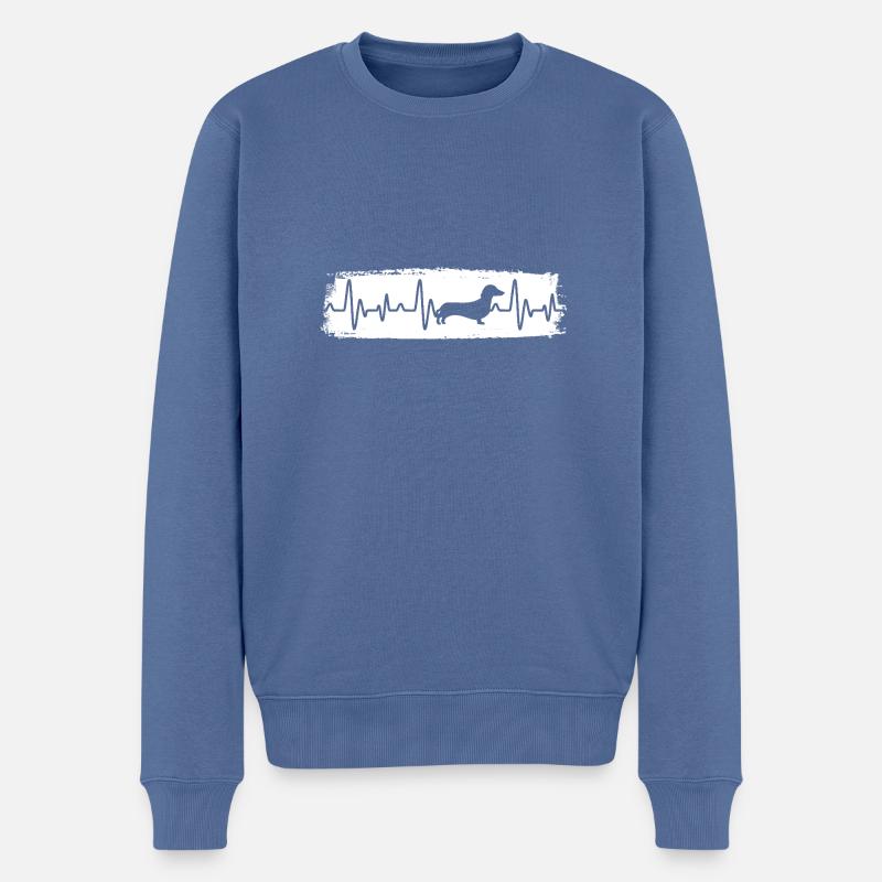 Chien teckel - Pull Premium bio Homme - bleu pigeon