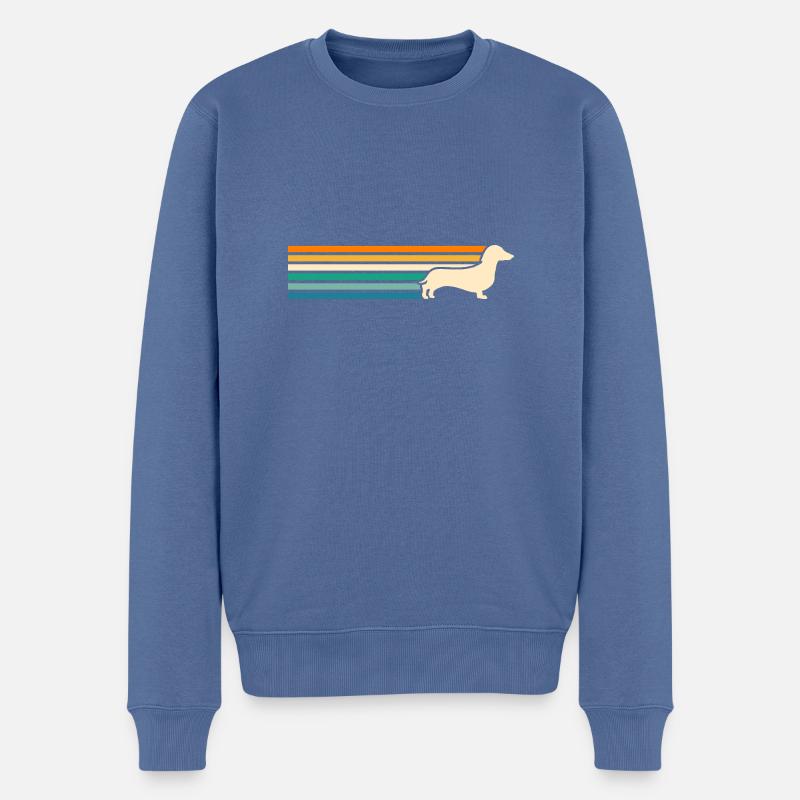 Hund Dackel - Männer Premium Bio Pullover - Taubenblau