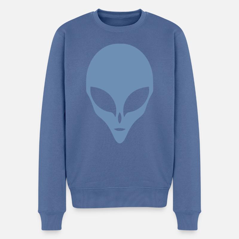 Alien Silhouette Kopf Gesicht - Männer Premium Bio Pullover - Taubenblau