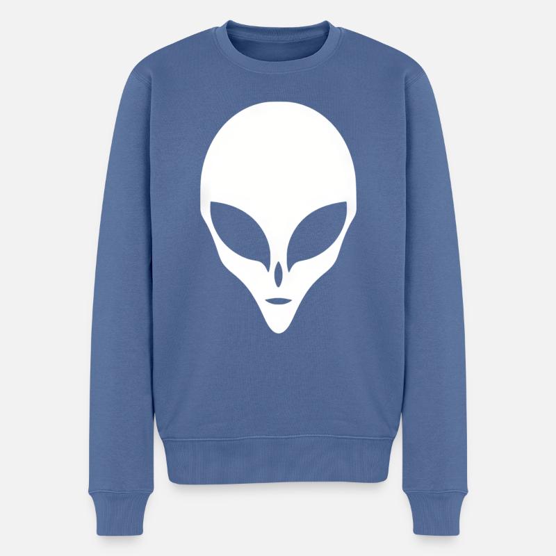 Alien Silhouette Kopf Gesicht - Männer Premium Bio Pullover - Taubenblau