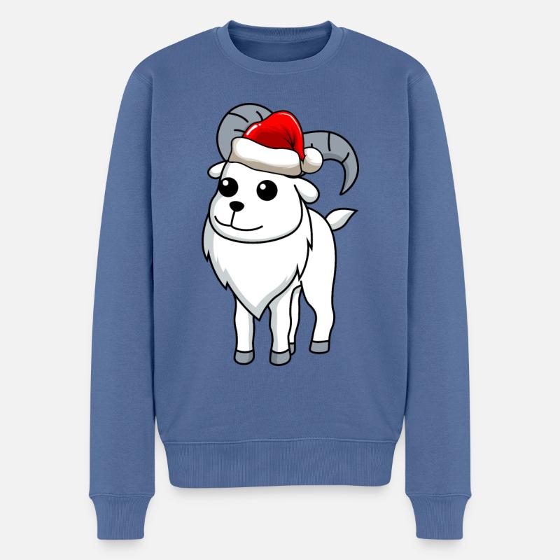 Bergziege Comic Weihnachten - Männer Premium Bio Pullover - Taubenblau