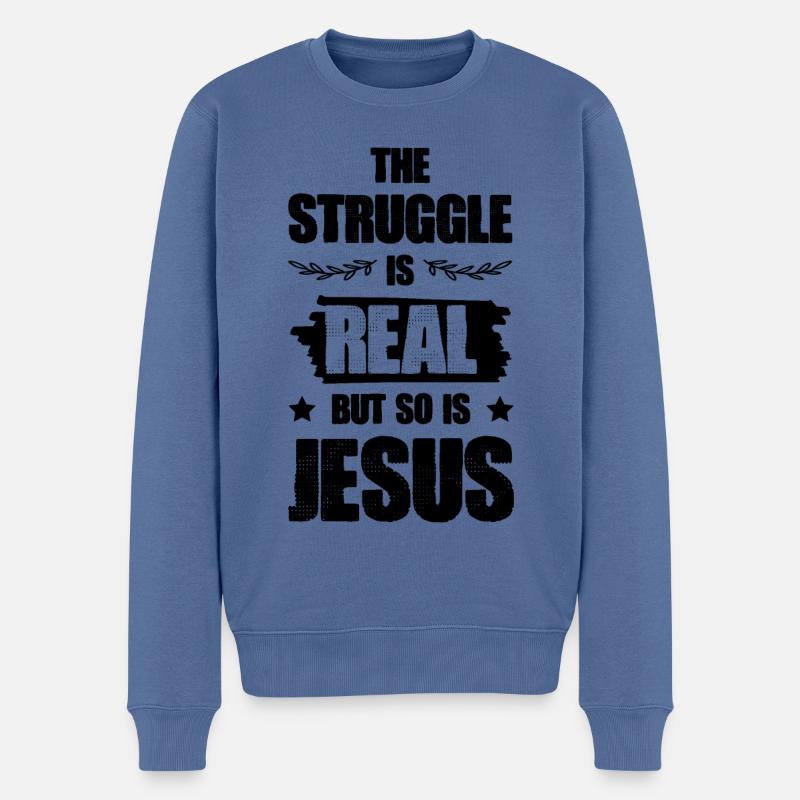 jesus bibel - Männer Premium Bio Pullover - Taubenblau