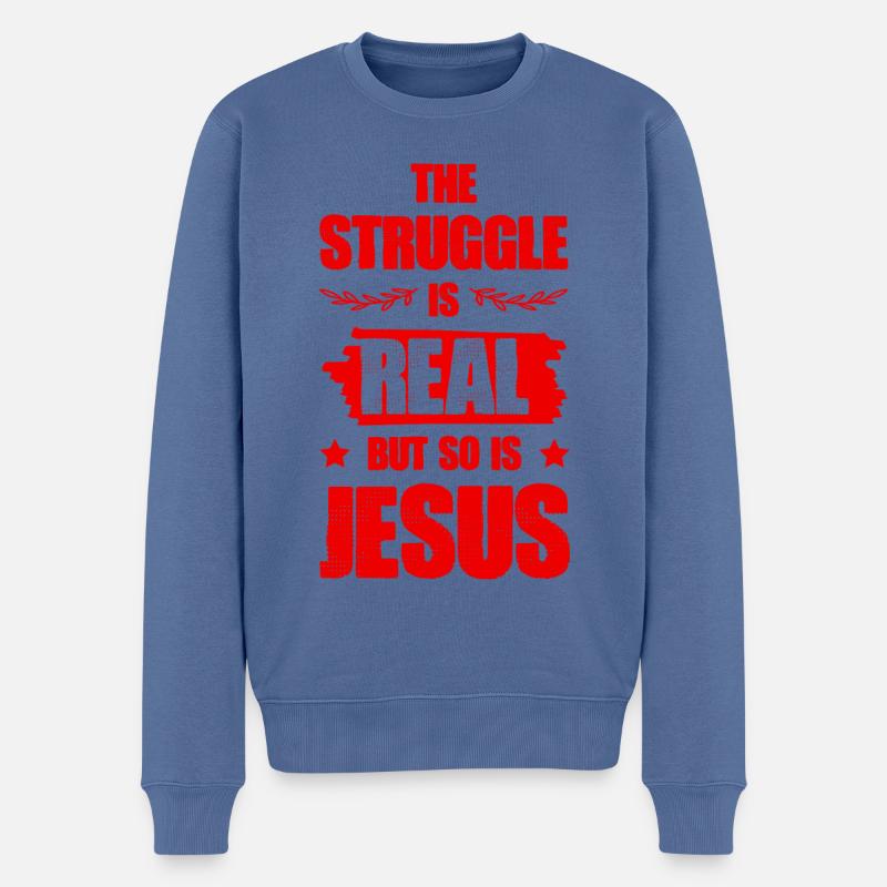 Bible de Jésus - Pull Premium bio Homme - bleu pigeon