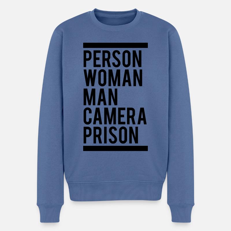 Person Frau Mann Kamera Gefängnis - Männer Premium Bio Pullover - Taubenblau