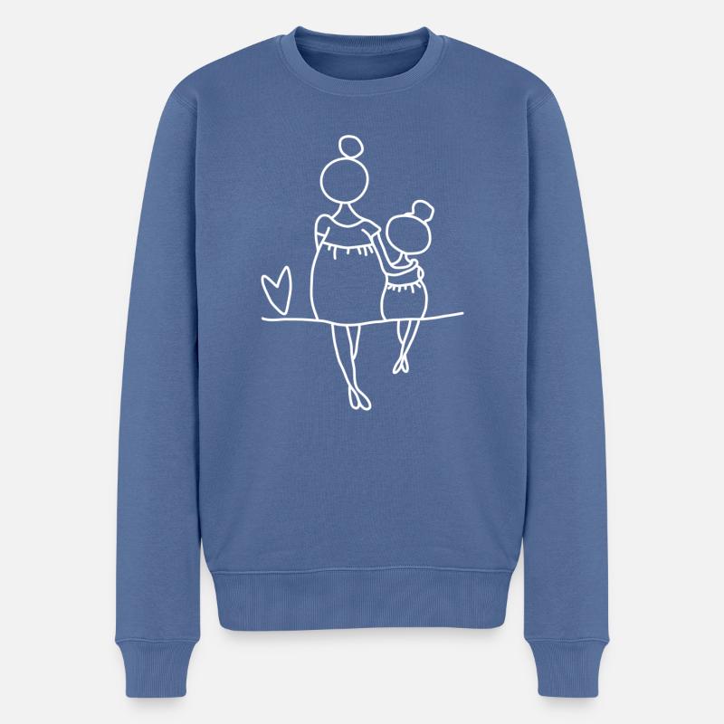 Mutter Tochter Liebe - Männer Premium Bio Pullover - Taubenblau