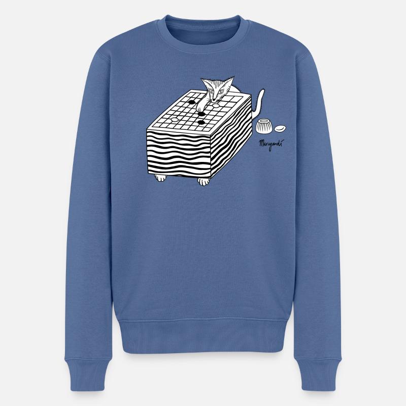 Schnüffeln an der dritten Zeile (Schwarz auf Weiß) - Männer Premium Bio Pullover - Taubenblau