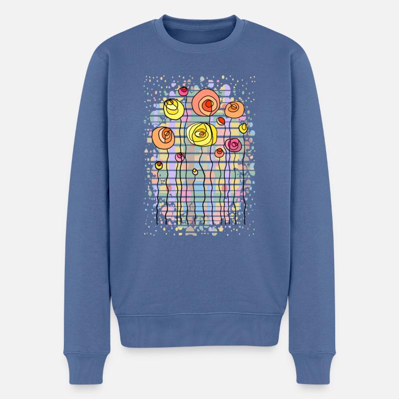 Blumen - Männer Premium Bio Pullover - Taubenblau