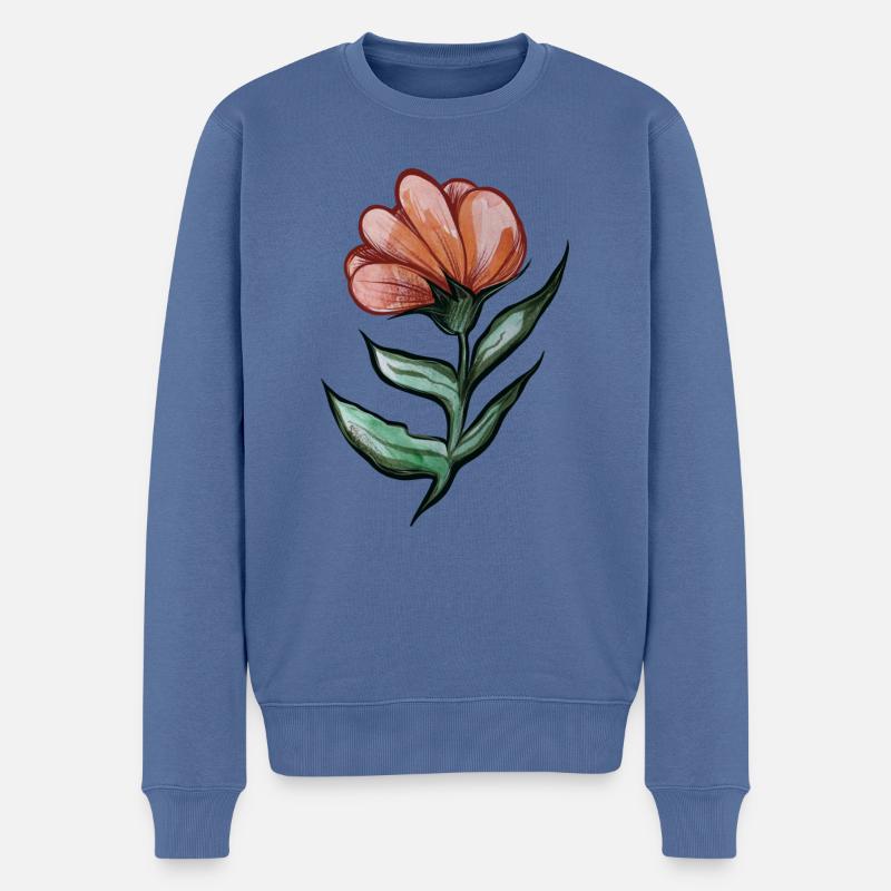 Fleur - Pull Premium bio Homme - bleu pigeon