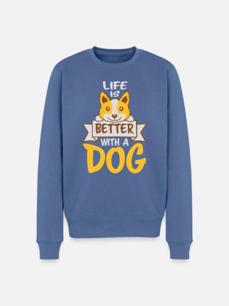 better with a dog - Men's Premium Organic Jumper - stone blue