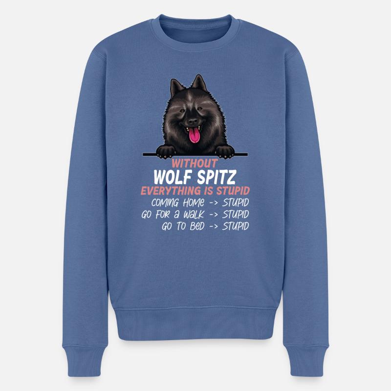 Ohne Wolfsspitz ist alles doof - Männer Premium Bio Pullover - Taubenblau